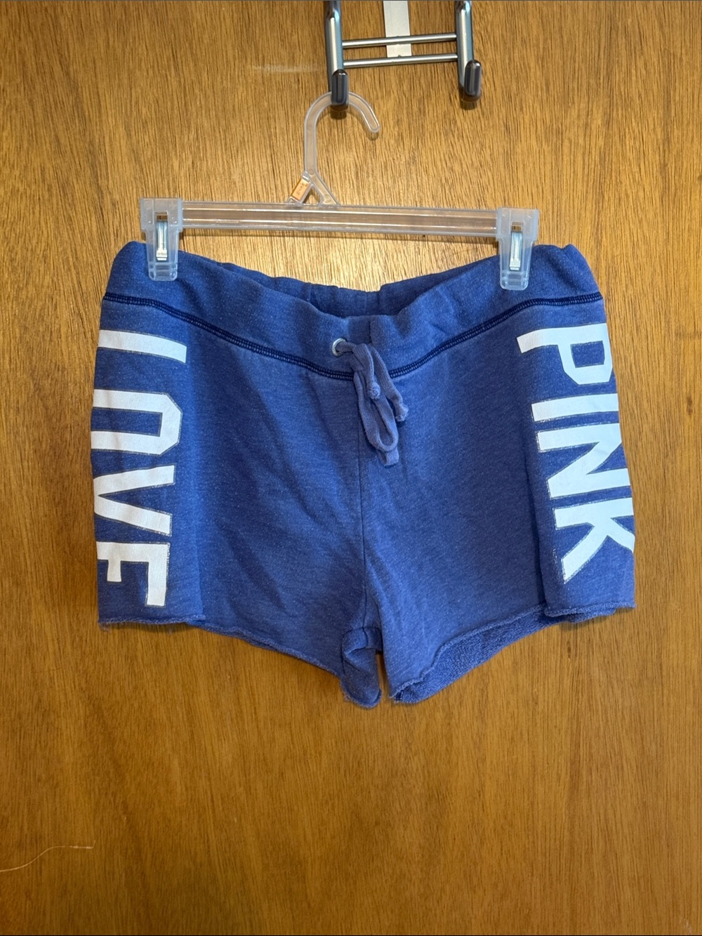 PINK Victoria's Secret Blue Cotton 'PINK' & 'LOVE' Logo Shorts M